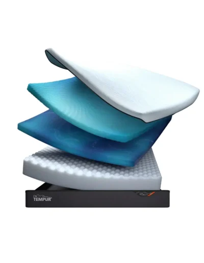 Cross-section view of TEMPUR PRO Air Luxe Firm mattress showing 30cm height and cooling memory foam layers