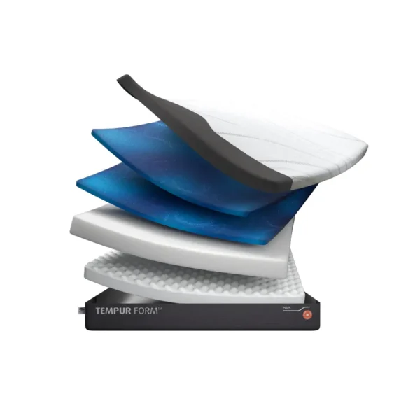 TEMPUR Form Plus mattress cross-section view displaying dual-layered structure and premium memory foam layers